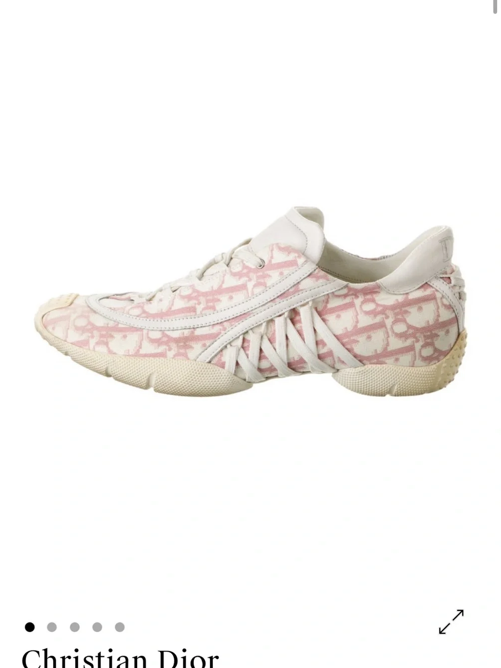 Dior Pink and White Low-Top Logo Sneaker - Picture 1 of 6